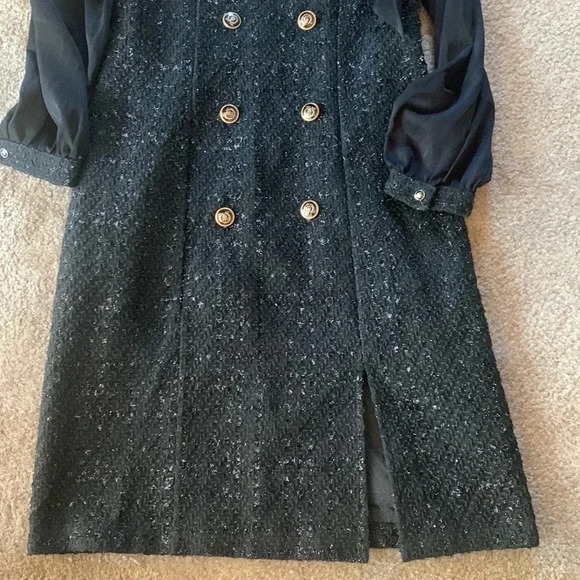 Elegant Tweet Slim A-LINE V-Neck Solid Black Dress Size Small/Medium - Picture 4 of 7